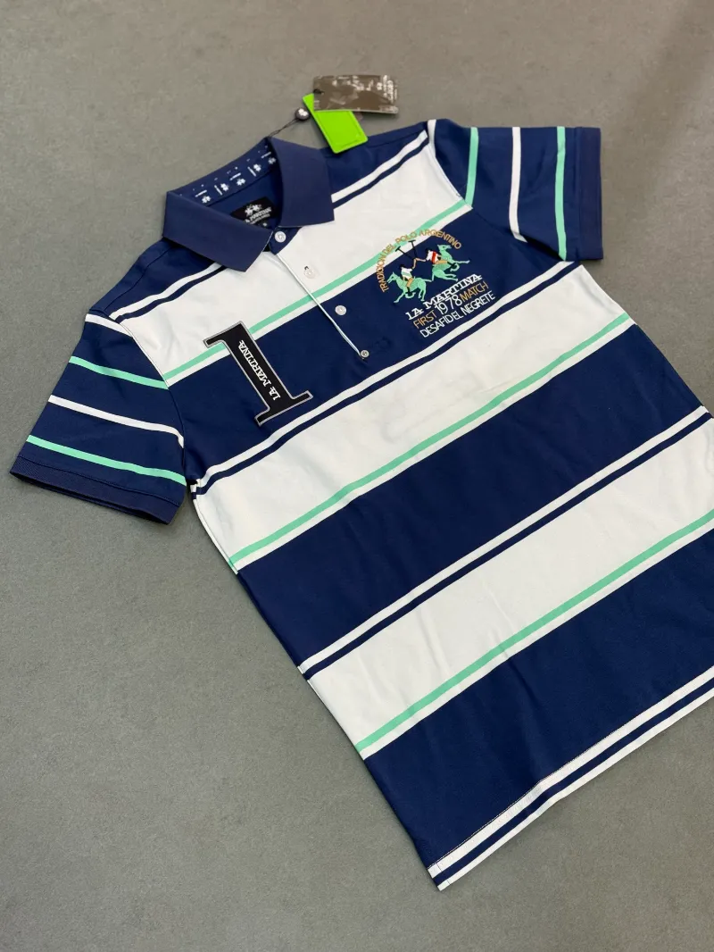 Polo demi-manche la martina first 1978 jeans bleu 2026 supergood — image 2