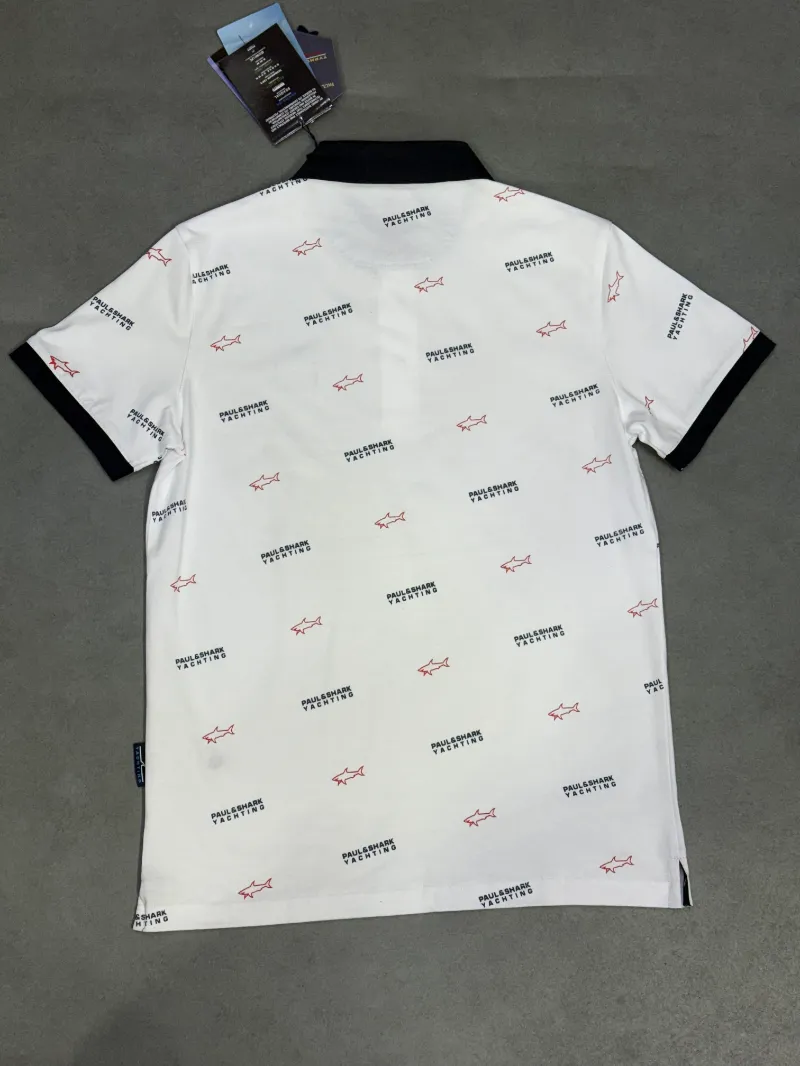 Polo demi-manche PAUL&SHARK yachting monogramme blanc supergood