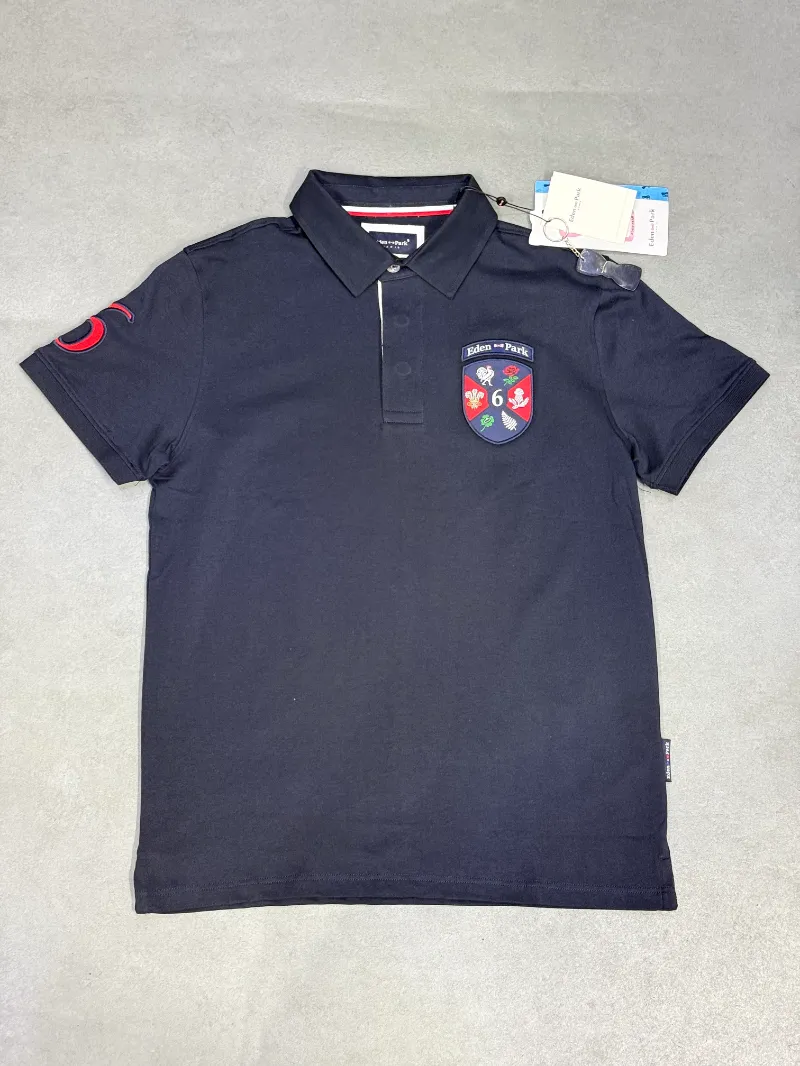Polo demi-manche eden park bleu simple logo 2025 supergood