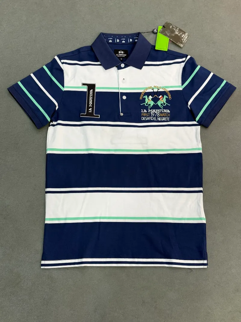 Polo demi-manche la martina first 1978 jeans bleu 2026 supergood