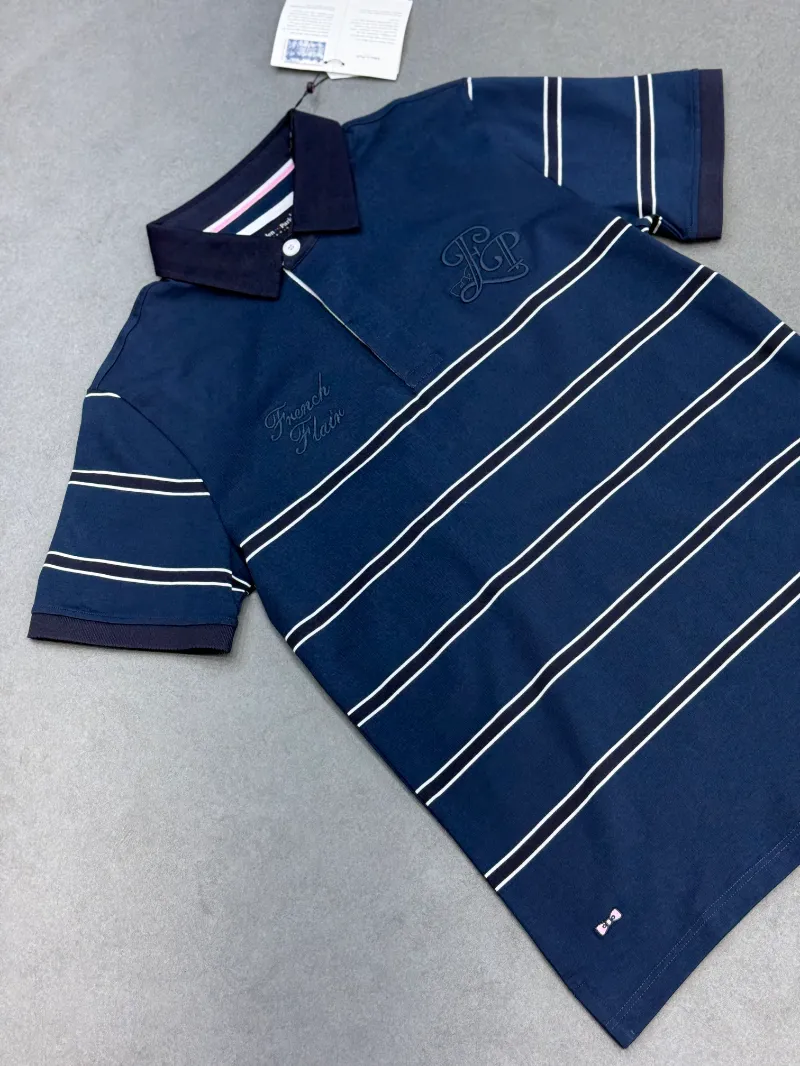 Polo demi-manche eden park bleu rayé blanc LP 2026 supergood — image 3