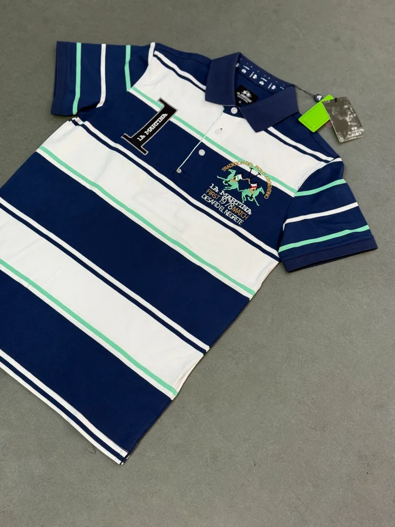 Polo demi-manche la martina first 1978 jeans bleu 2026 supergood — image 3